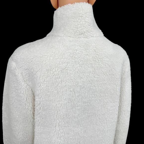 NWT Womens Ivory Teddy Sherpa Fleece Jacket Full Zip Stand Collar Lined Small - Picture 11 of 14